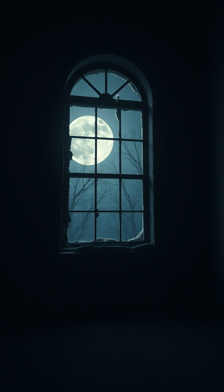 Abandoned Mansion Moonlight Through Broken Photorealistic Wallpaper