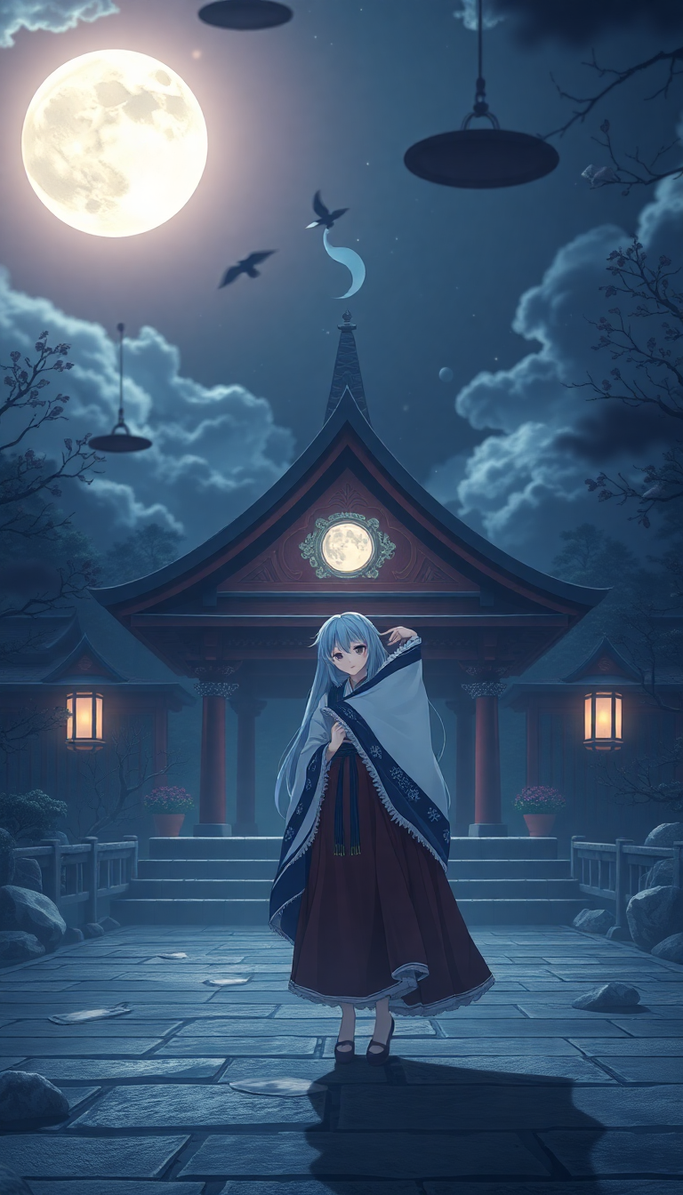 Moonlit Shrine Maiden Anime Mystical Anime Wallpaper