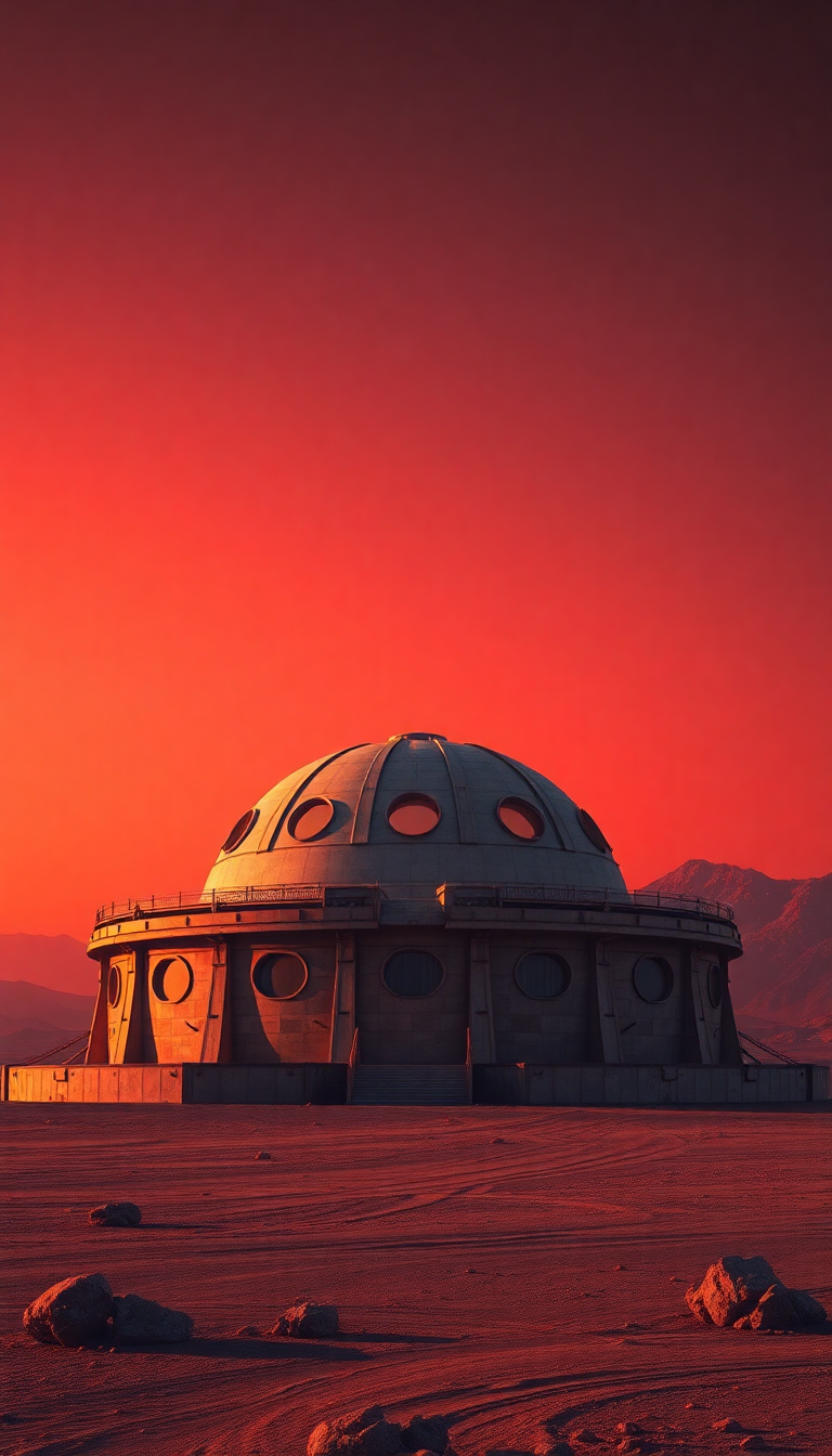 Mars Colony Dome At Sunset Digital art Wallpaper