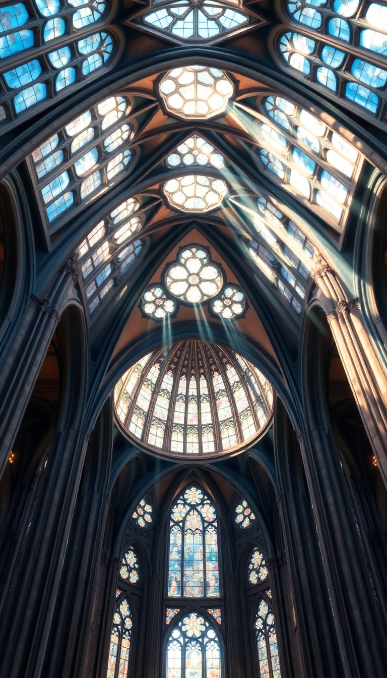 Cathedral Ceiling Stained Glass Light Photorealistic Wallpaper