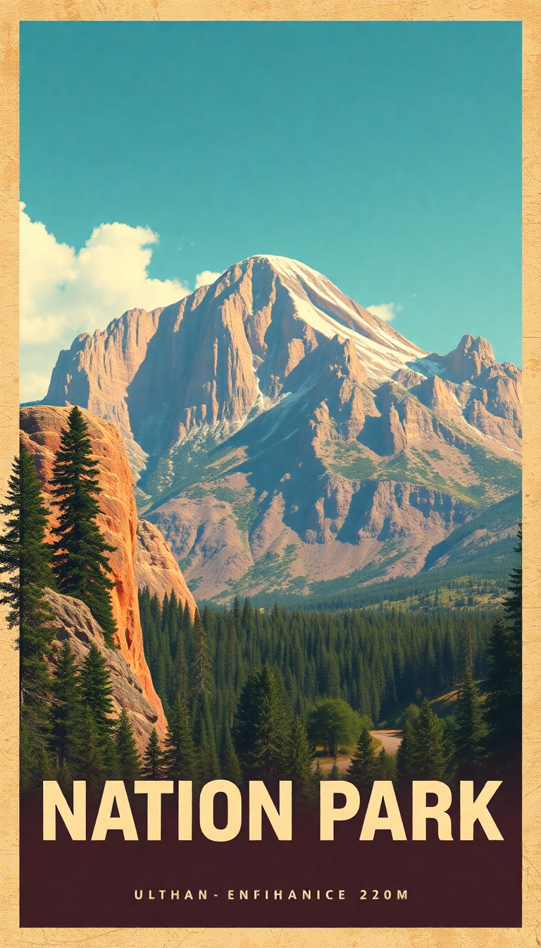 Vintage Travel Poster Style National Digital art Wallpaper