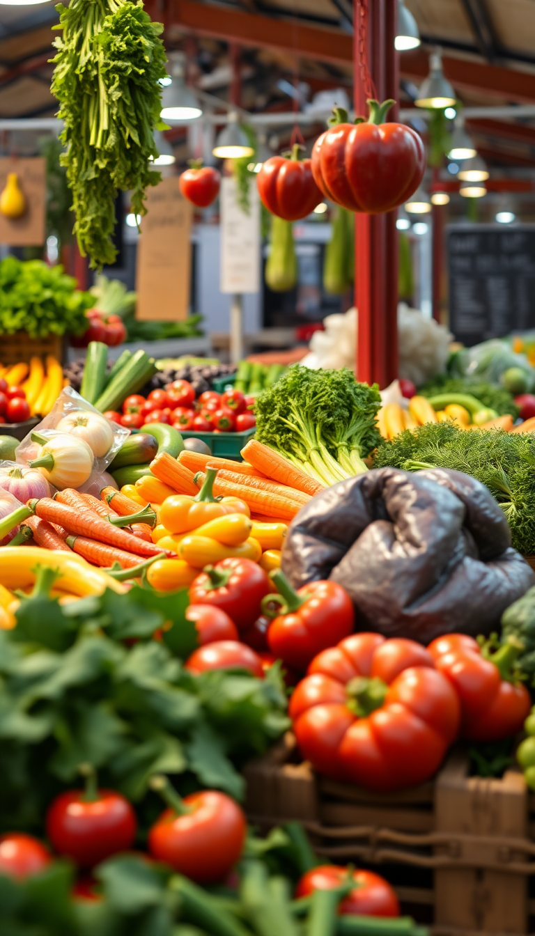 Farmers Market Produce Colorful Vegetables Photorealistic Wallpaper