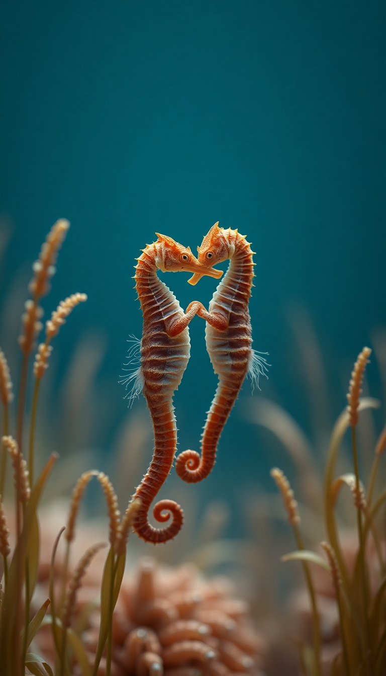 Seahorse Couple Dancing Seagrass Magical Aesthetic Wallpaper