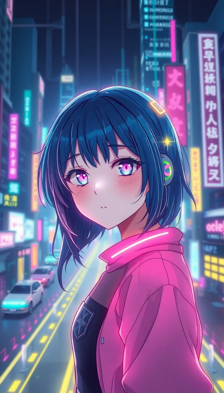 Cyberpunk Anime Girl Neon City Anime Wallpaper