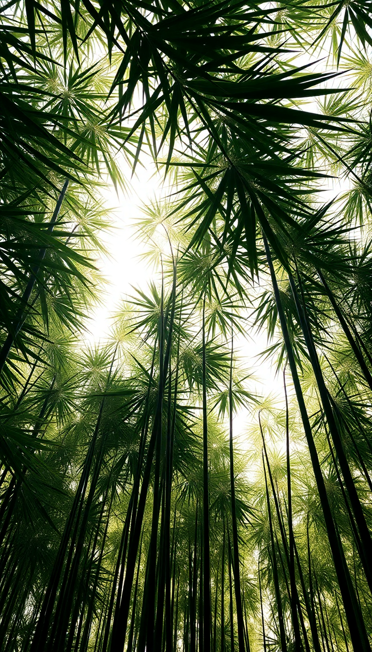 Bamboo Grove Swaying In Wind Minimalist Wallpaper