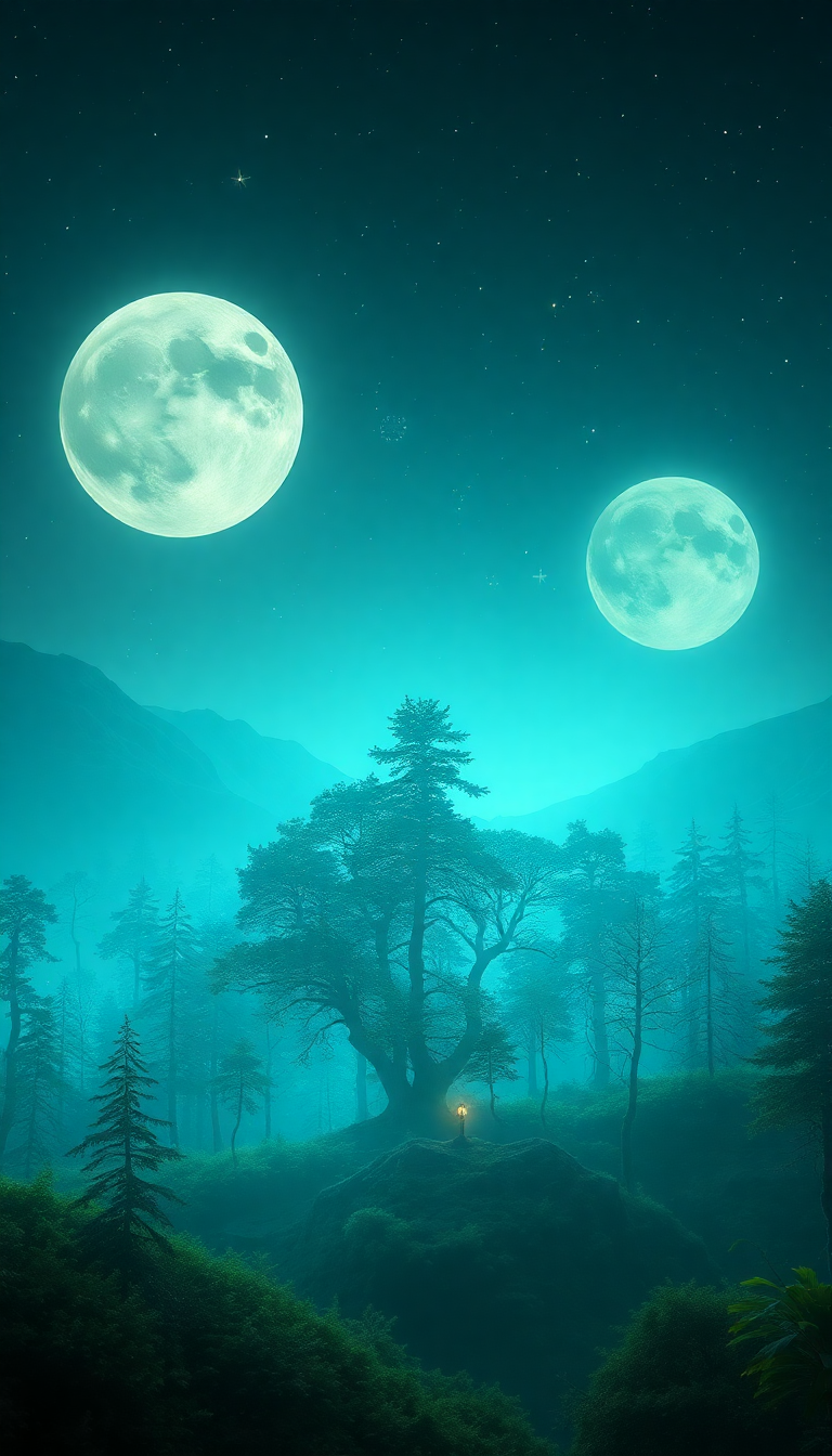 Bioluminescent Alien Forest On Distant Digital art Wallpaper