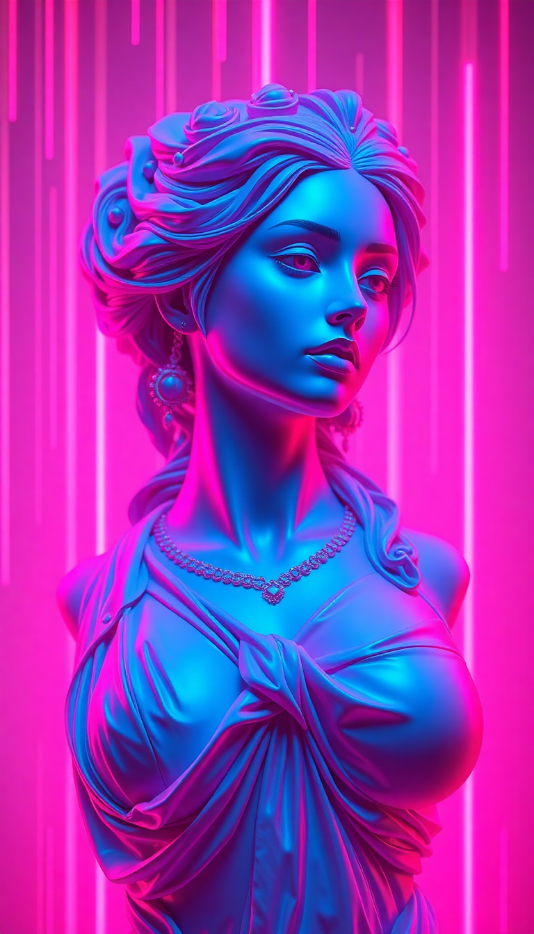 Vaporwave Roman Bust Glitch Aesthetic Digital art Wallpaper