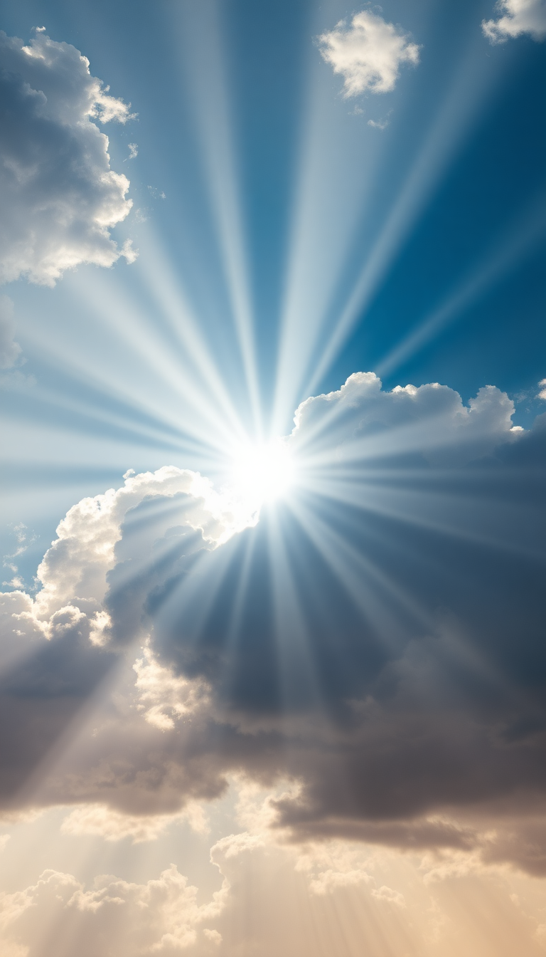 Sun Rays Through Storm Clouds Photorealistic Wallpaper
