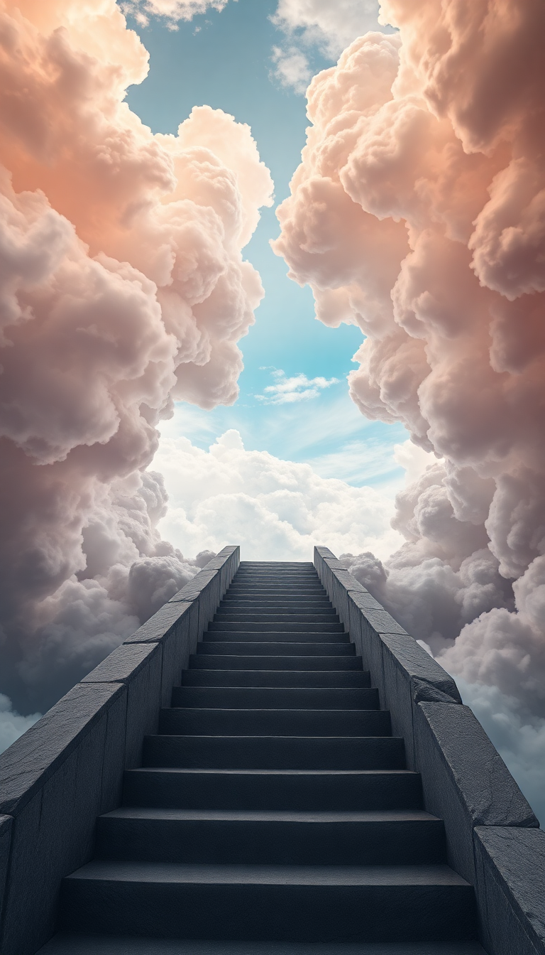 Stairs To Nowhere In Cloudy Digital art Wallpaper