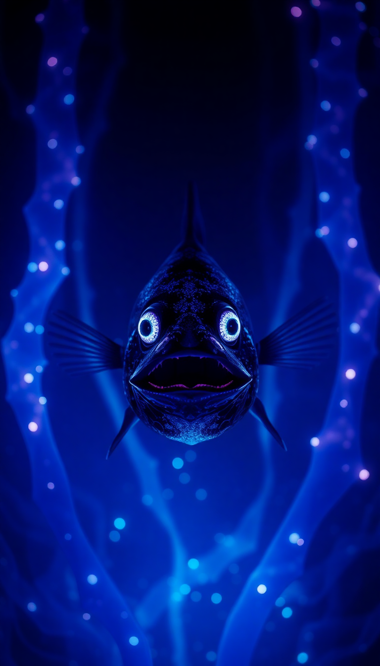 Deep Sea Anglerfish Bioluminescent Abyss Digital art Wallpaper