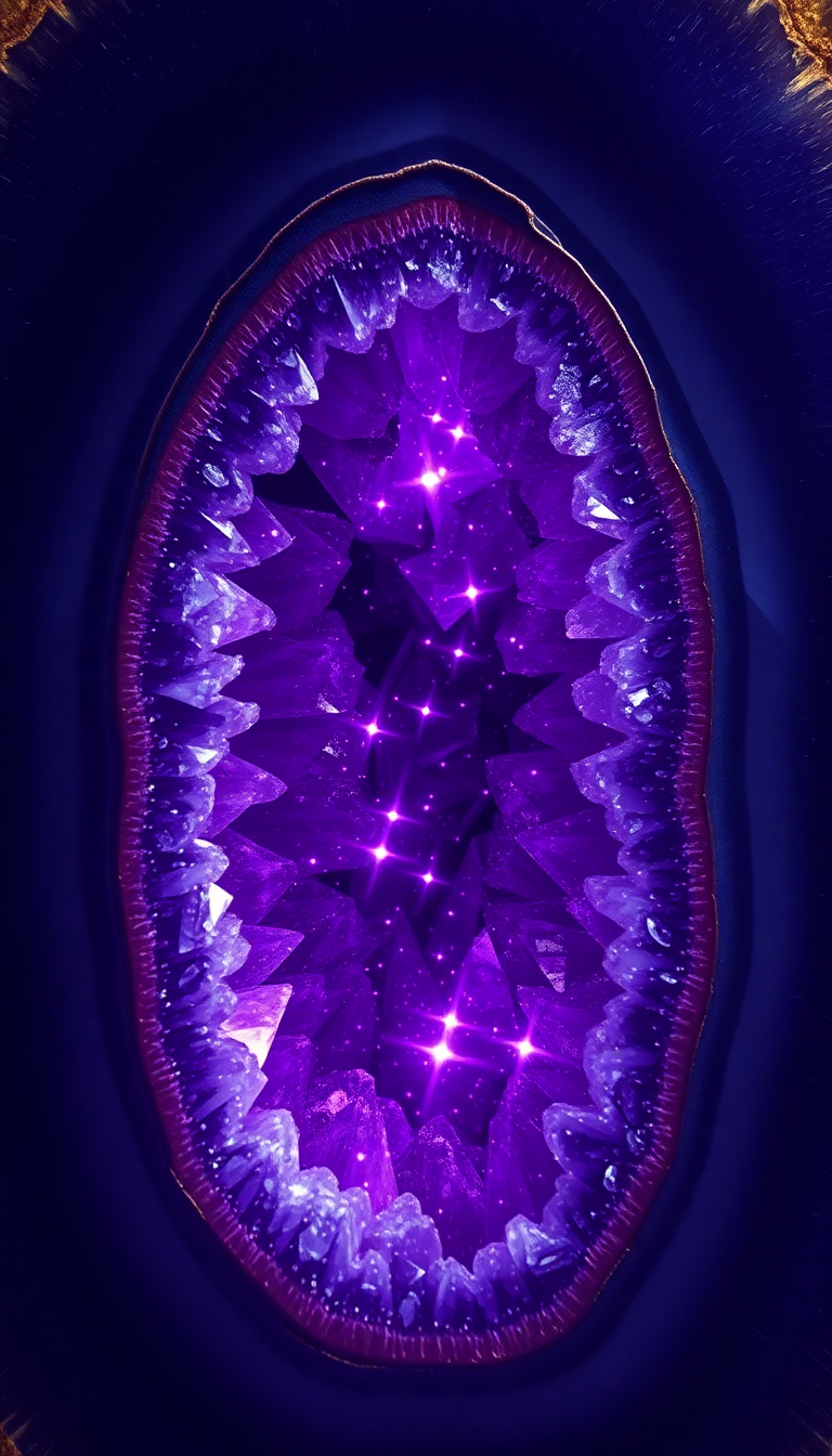Geode Crystal Interior Purple Amethyst Photorealistic Wallpaper