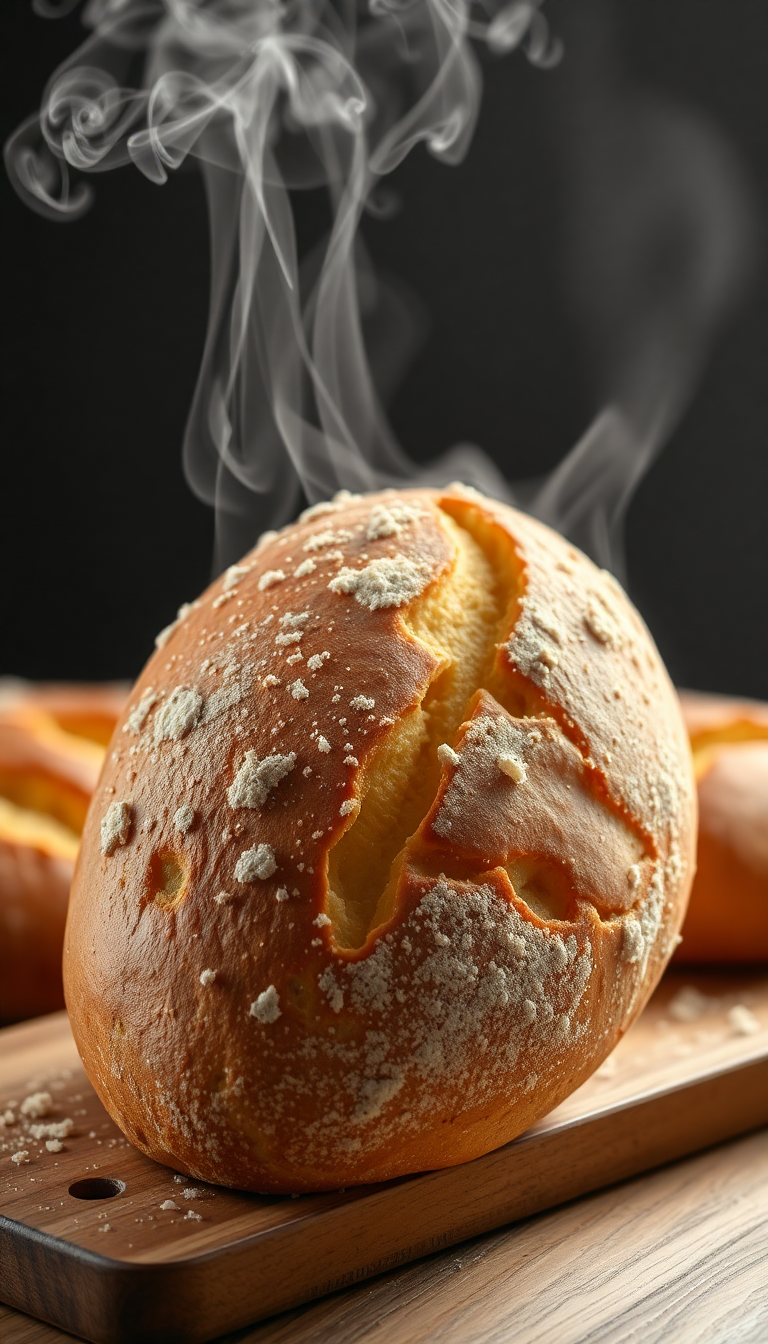 Bread Fresh Baked Steam Rising Photorealistic Wallpaper
