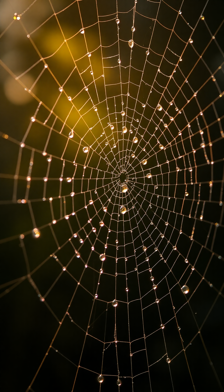 Dew Drops On Spiderweb Morning Aesthetic Wallpaper