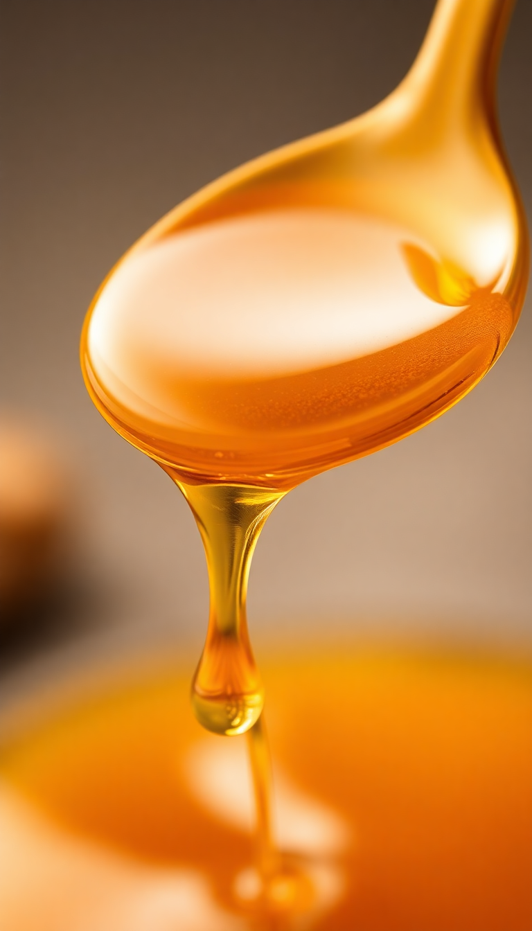 Honey Dripping From Spoon Golden Photorealistic Wallpaper