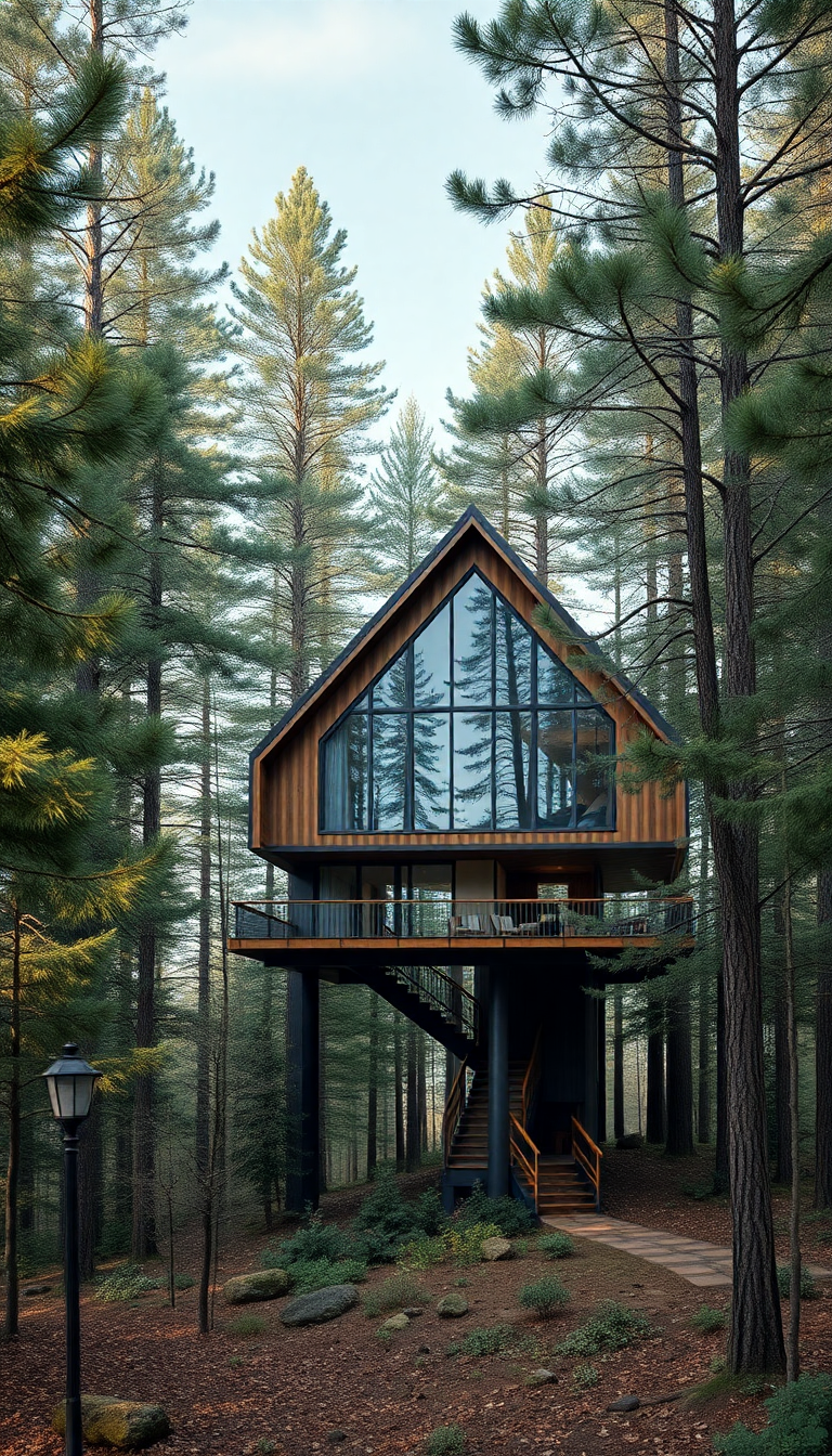 Treehouse Luxury Modern Design Forest Photorealistic Wallpaper