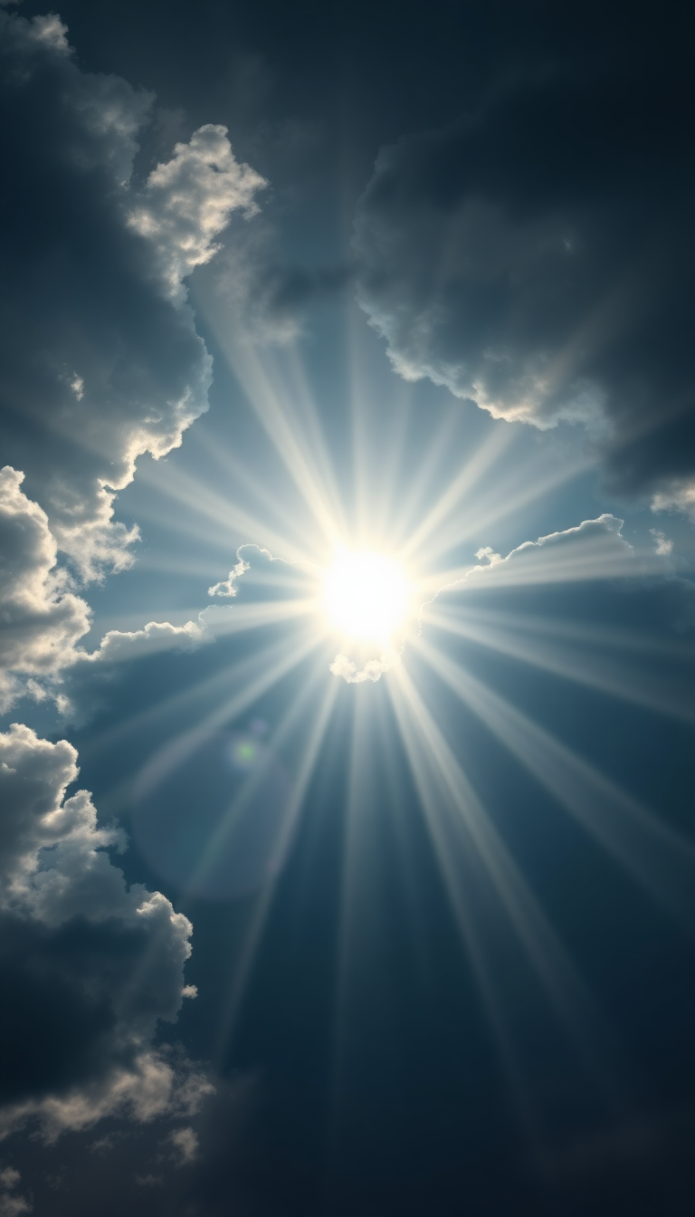 Sun Rays Through Storm Clouds Photorealistic Wallpaper