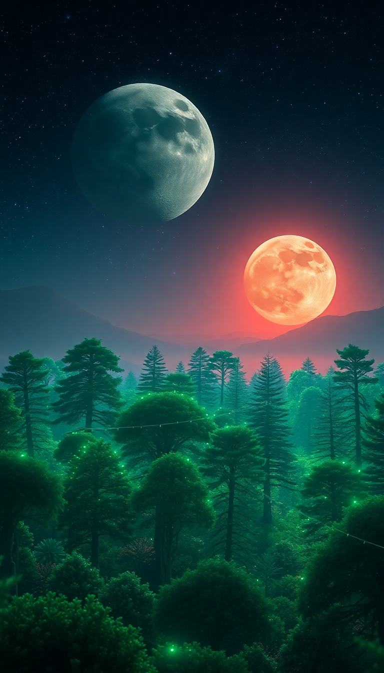 Bioluminescent Alien Forest On Distant Digital art Wallpaper