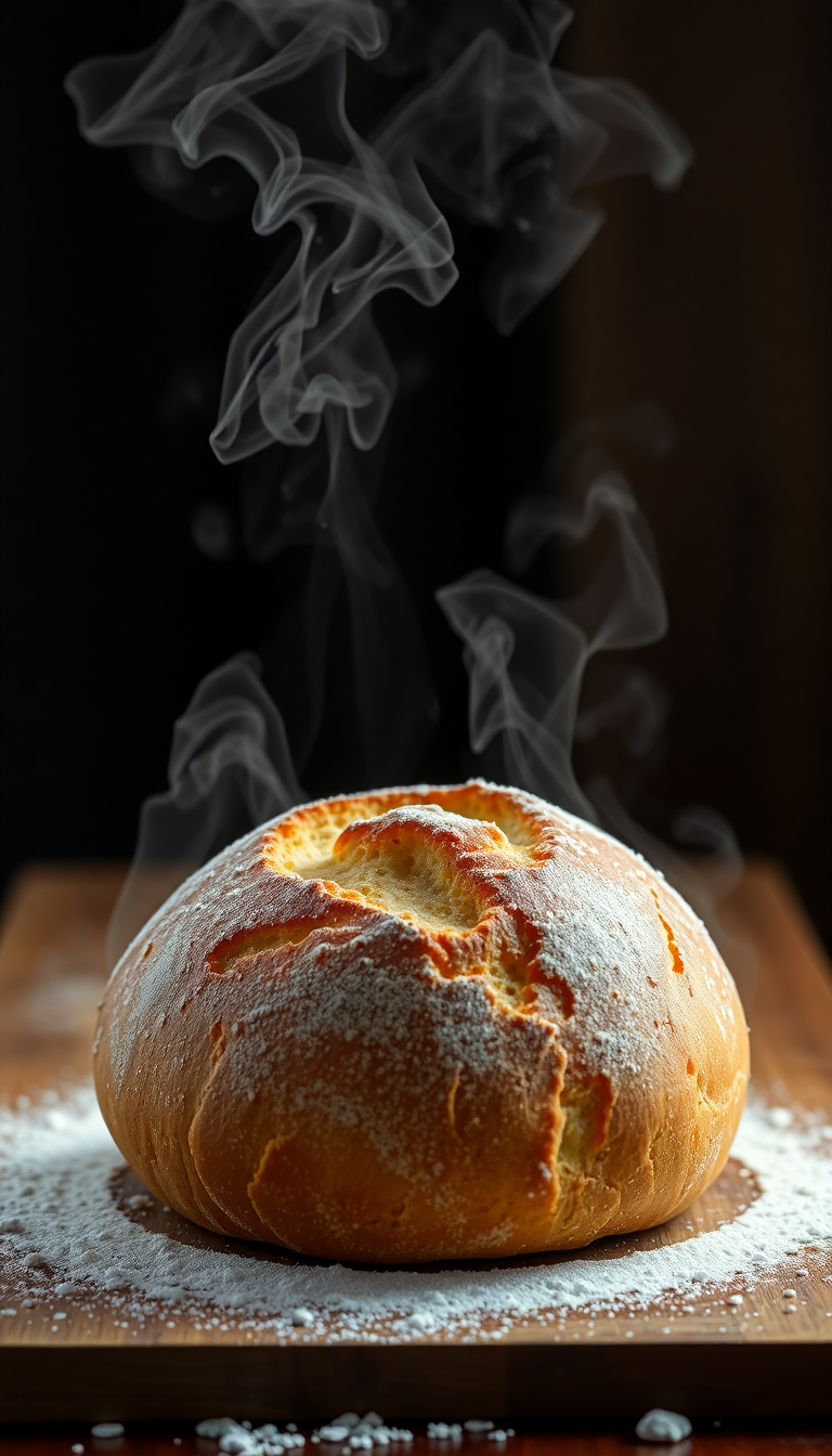 Bread Fresh Baked Steam Rising Photorealistic Wallpaper