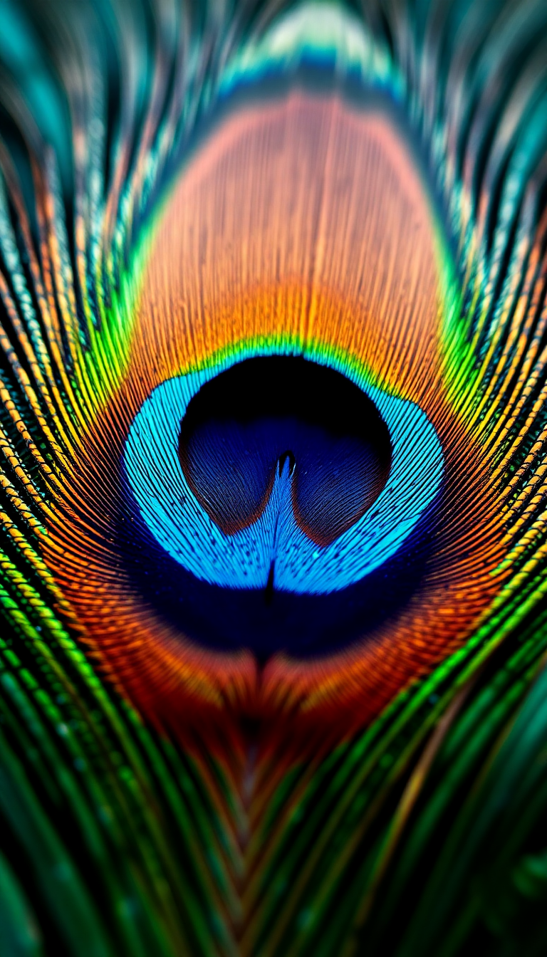 Peacock Feather Macro Iridescent Eye Photorealistic Wallpaper