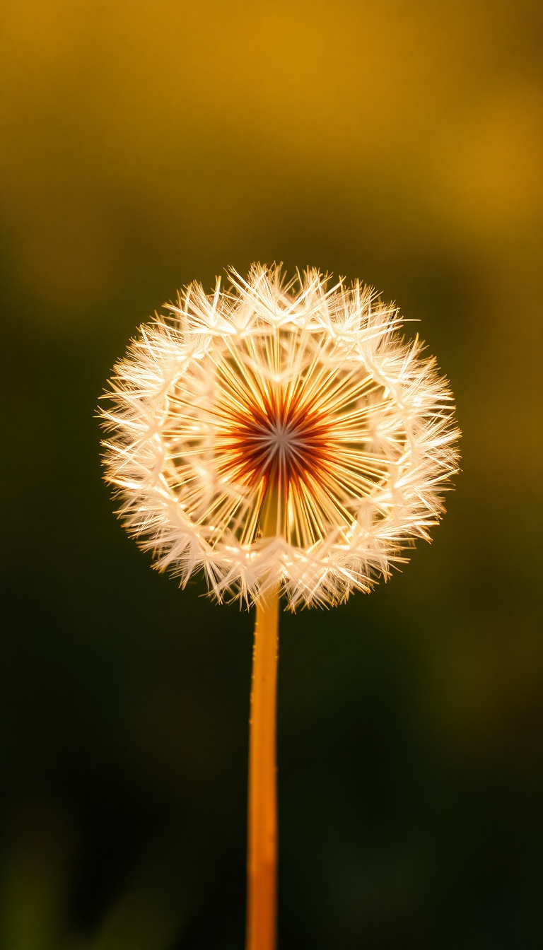 Dandelion Seeds Floating In Golden Aesthetic Wallpaper