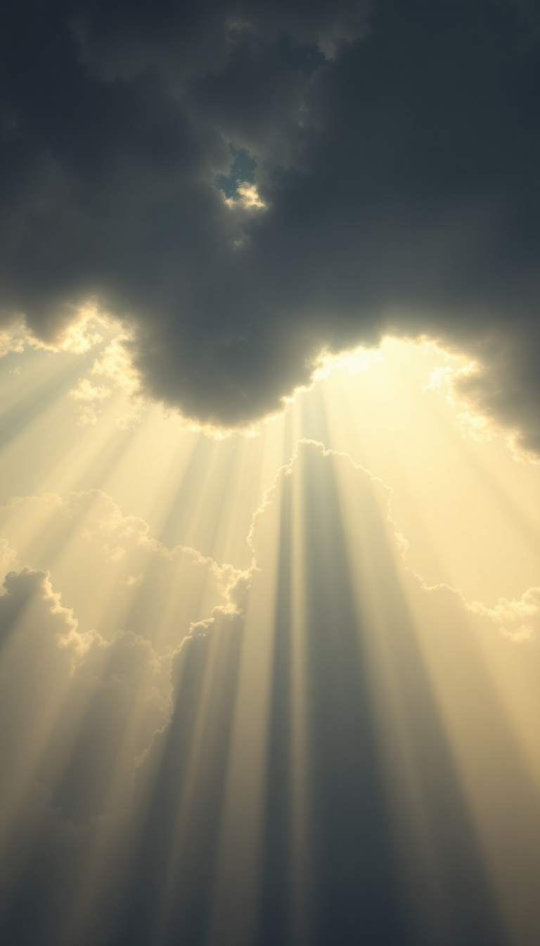 Sun Rays Through Storm Clouds Photorealistic Wallpaper