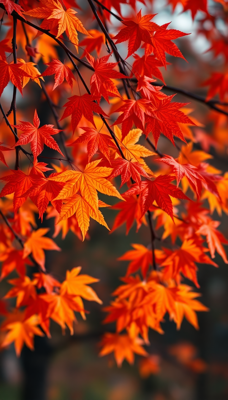 Autumn Leaves Falling Maple Red Photorealistic Wallpaper