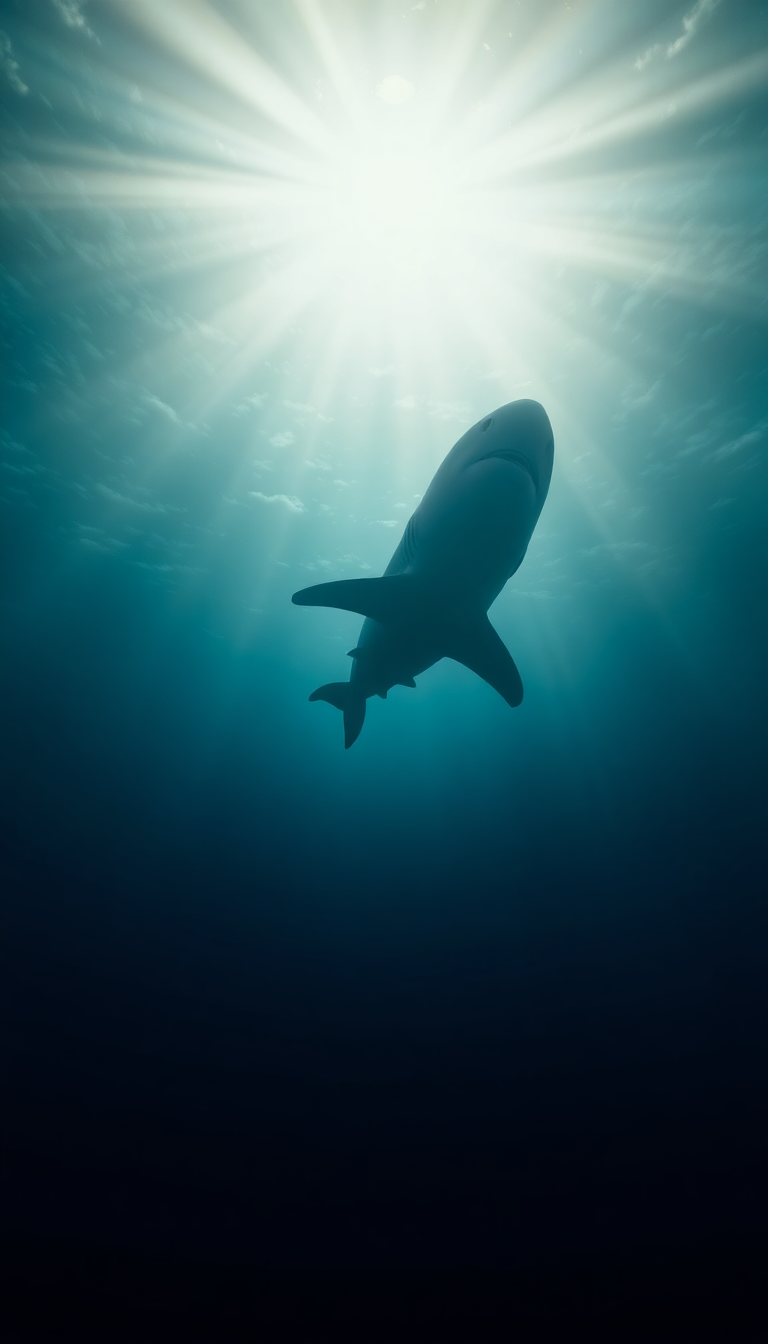 Shark Silhouette From Below Dramatic Photorealistic Wallpaper