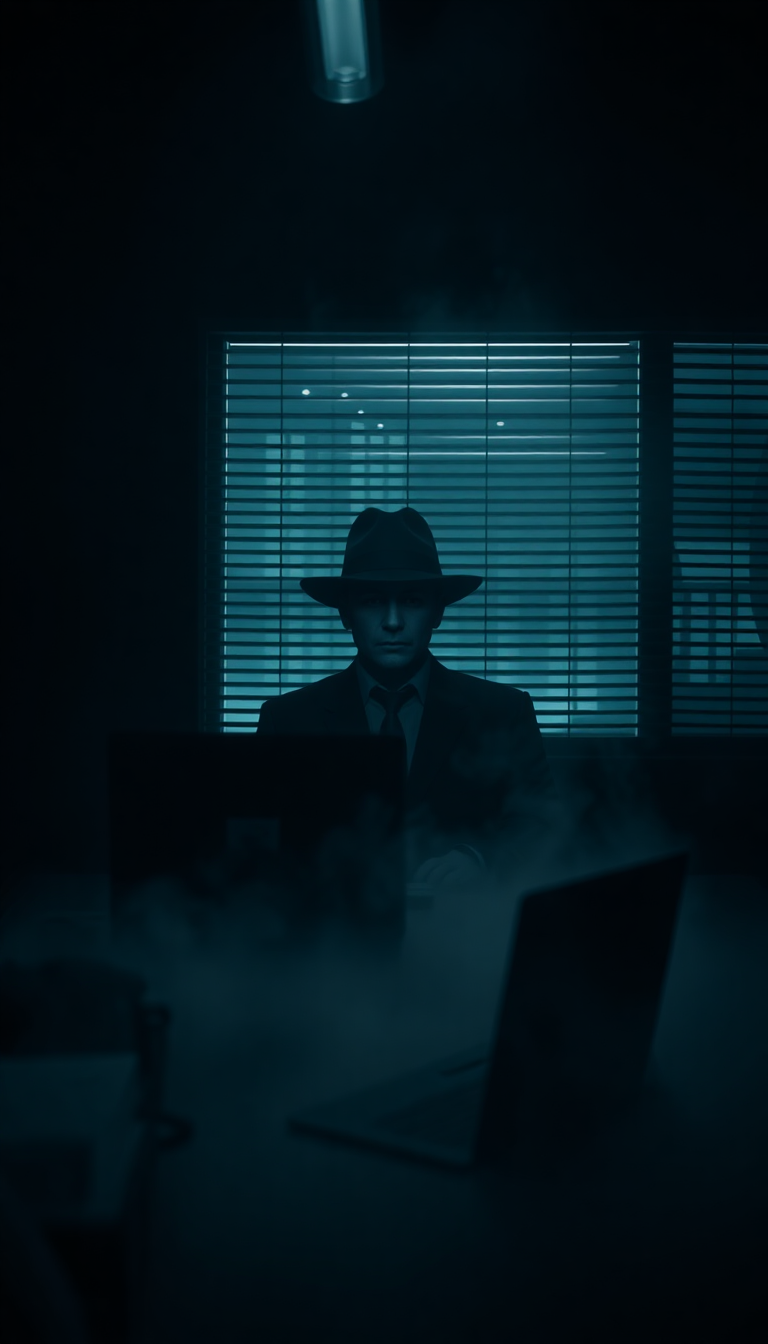 Noir Detective Office Blinds Shadows Aesthetic Wallpaper