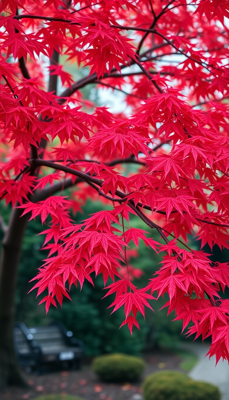 Japanese Maple Tree Autumn Red Aesthetic Wallpaper