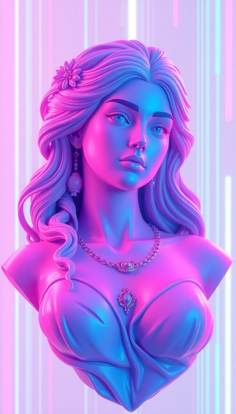 Vaporwave Roman Bust Glitch Aesthetic Digital art Wallpaper