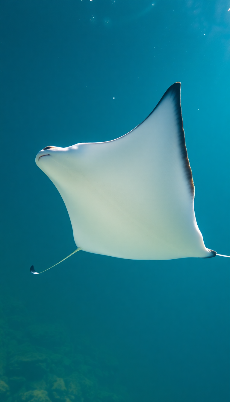 Manta Ray Gliding Graceful Underwater Photorealistic Wallpaper