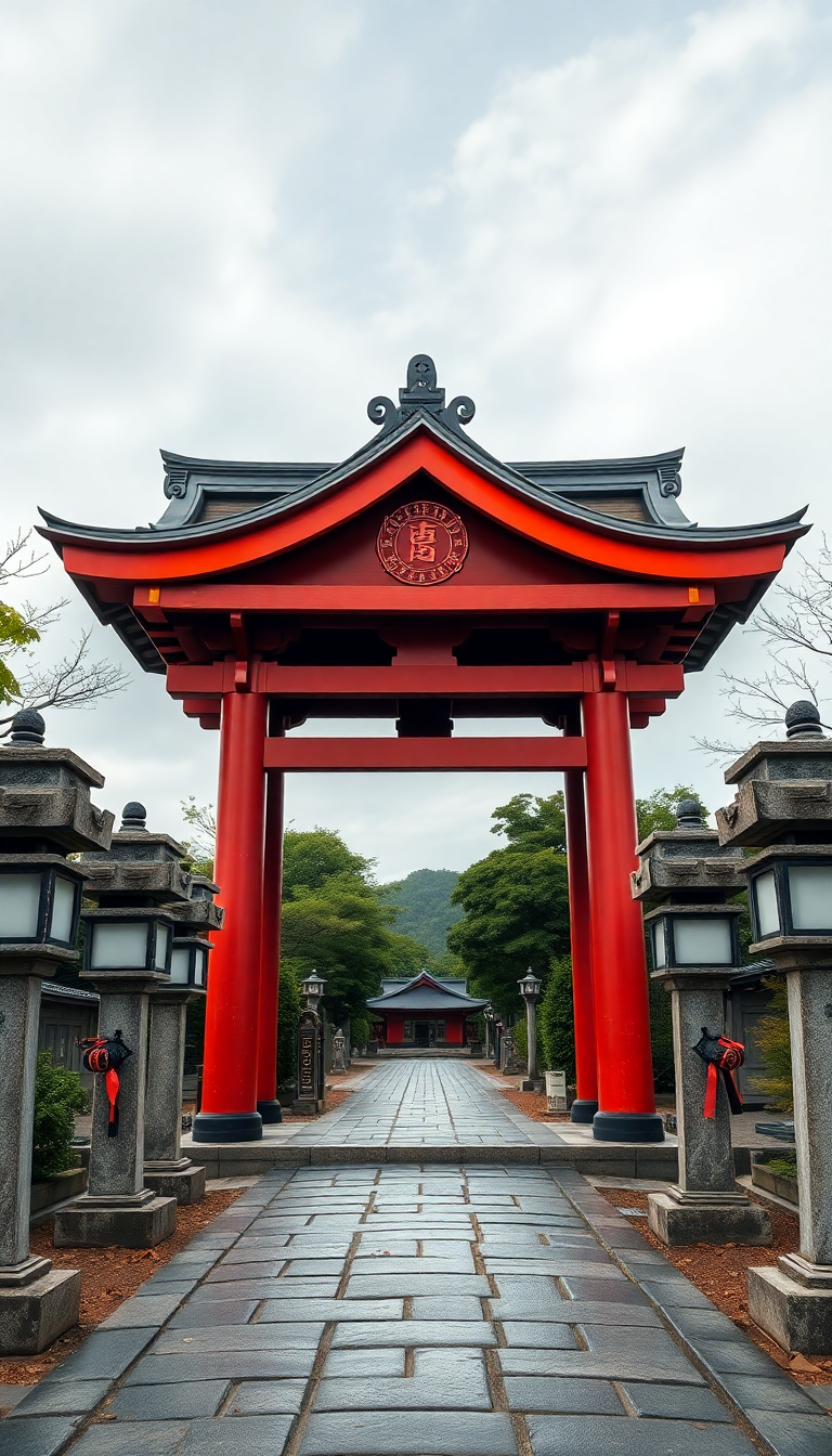 Japanese Temple Gate Torii Path Photorealistic Wallpaper