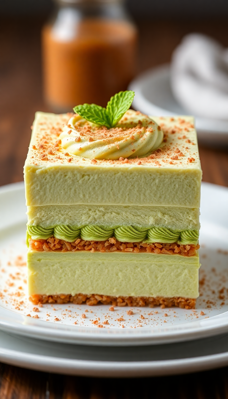 Matcha Tiramisu Layers Green Tea Photorealistic Wallpaper