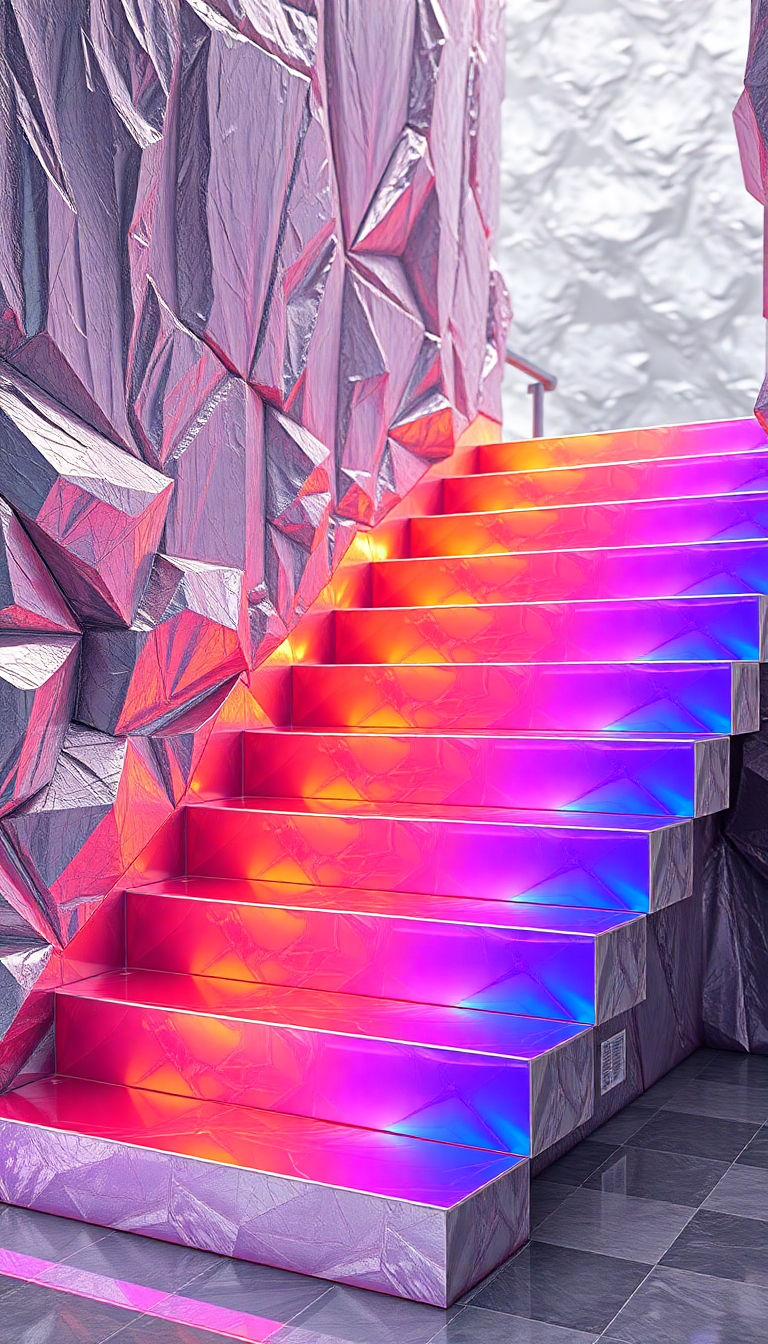 Bismuth Crystal Formation Rainbow Metallic Photorealistic Wallpaper