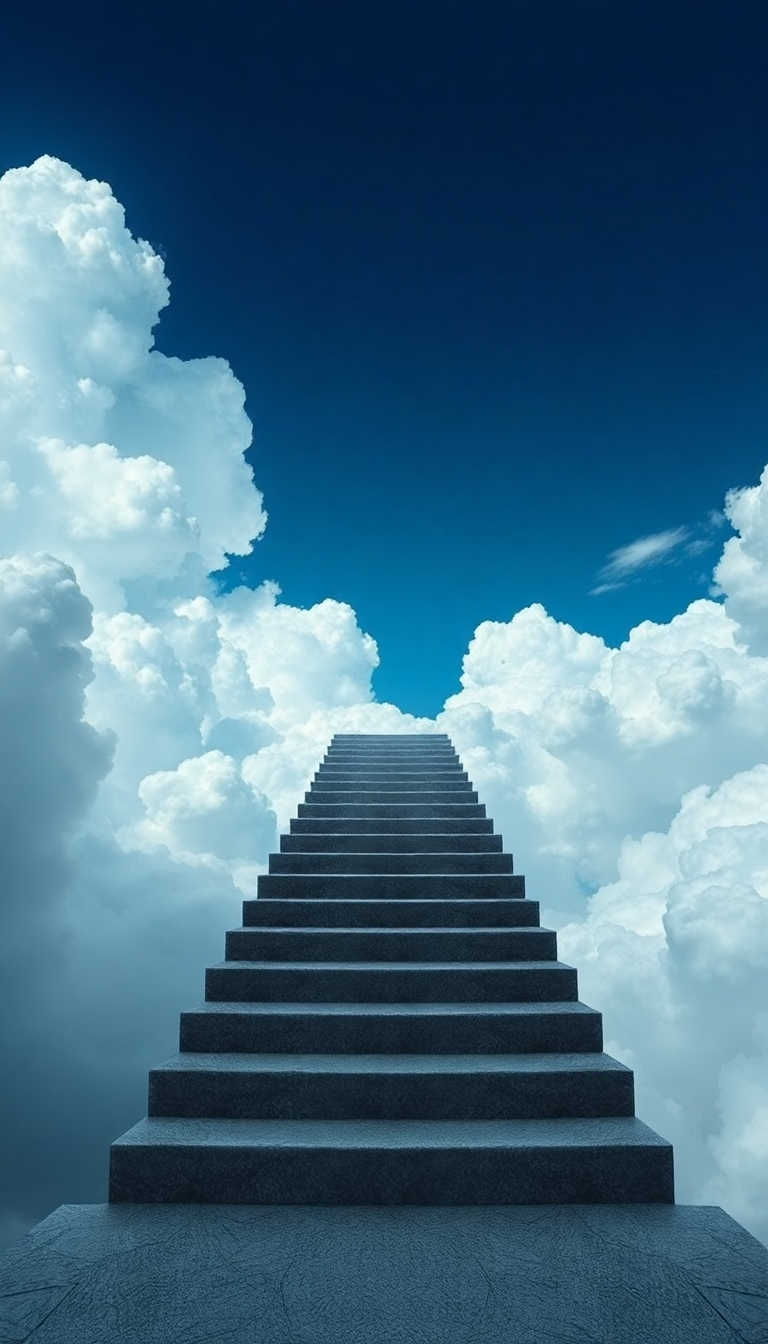 Stairs To Nowhere In Cloudy Digital art Wallpaper