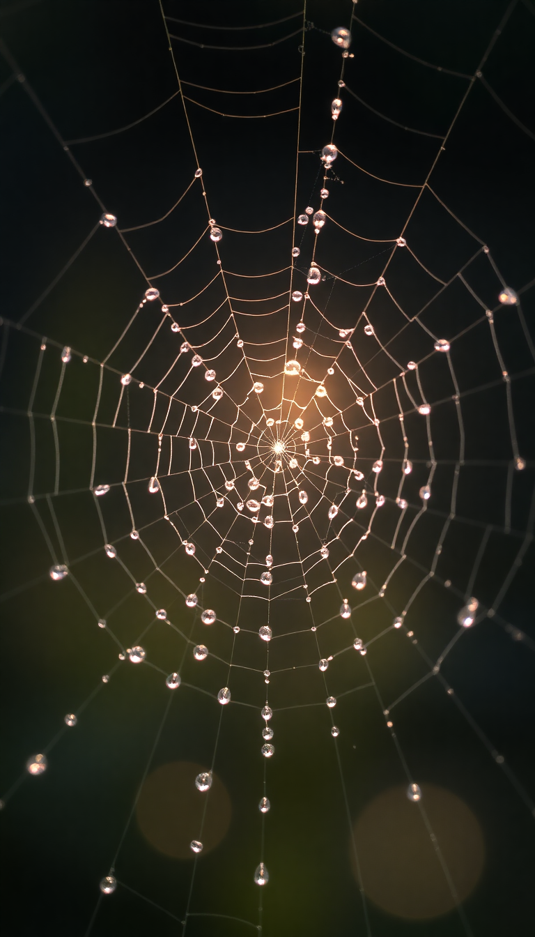 Dew Drops On Spiderweb Morning Aesthetic Wallpaper