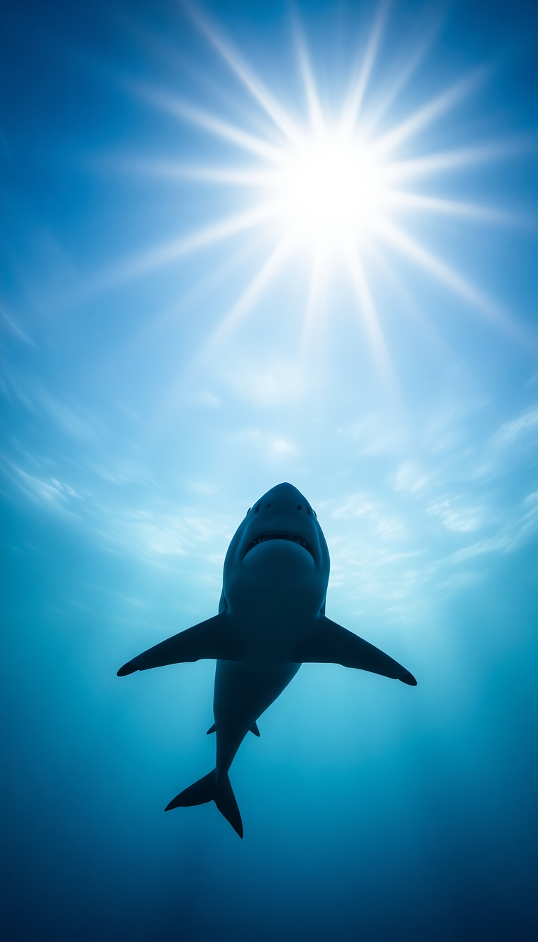 Shark Silhouette From Below Dramatic Photorealistic Wallpaper