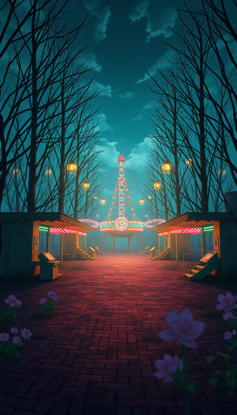Abandoned Amusement Park Anime Eerie Anime Wallpaper