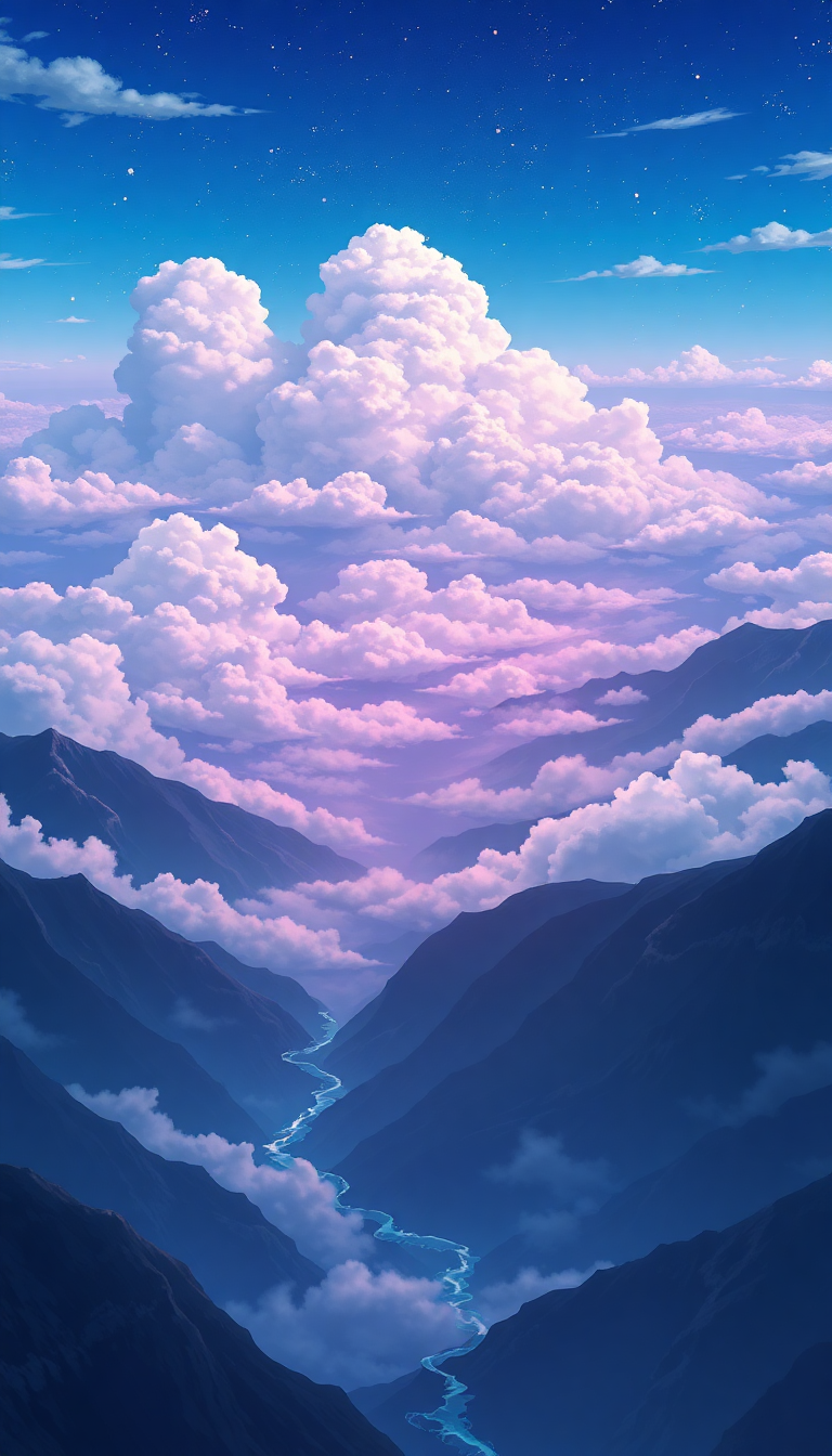 Cloud Sea Above Mountains Anime Anime Wallpaper