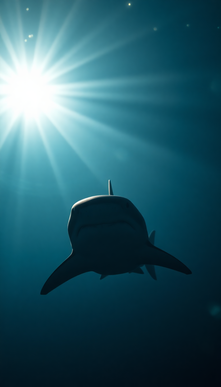 Shark Silhouette From Below Dramatic Photorealistic Wallpaper