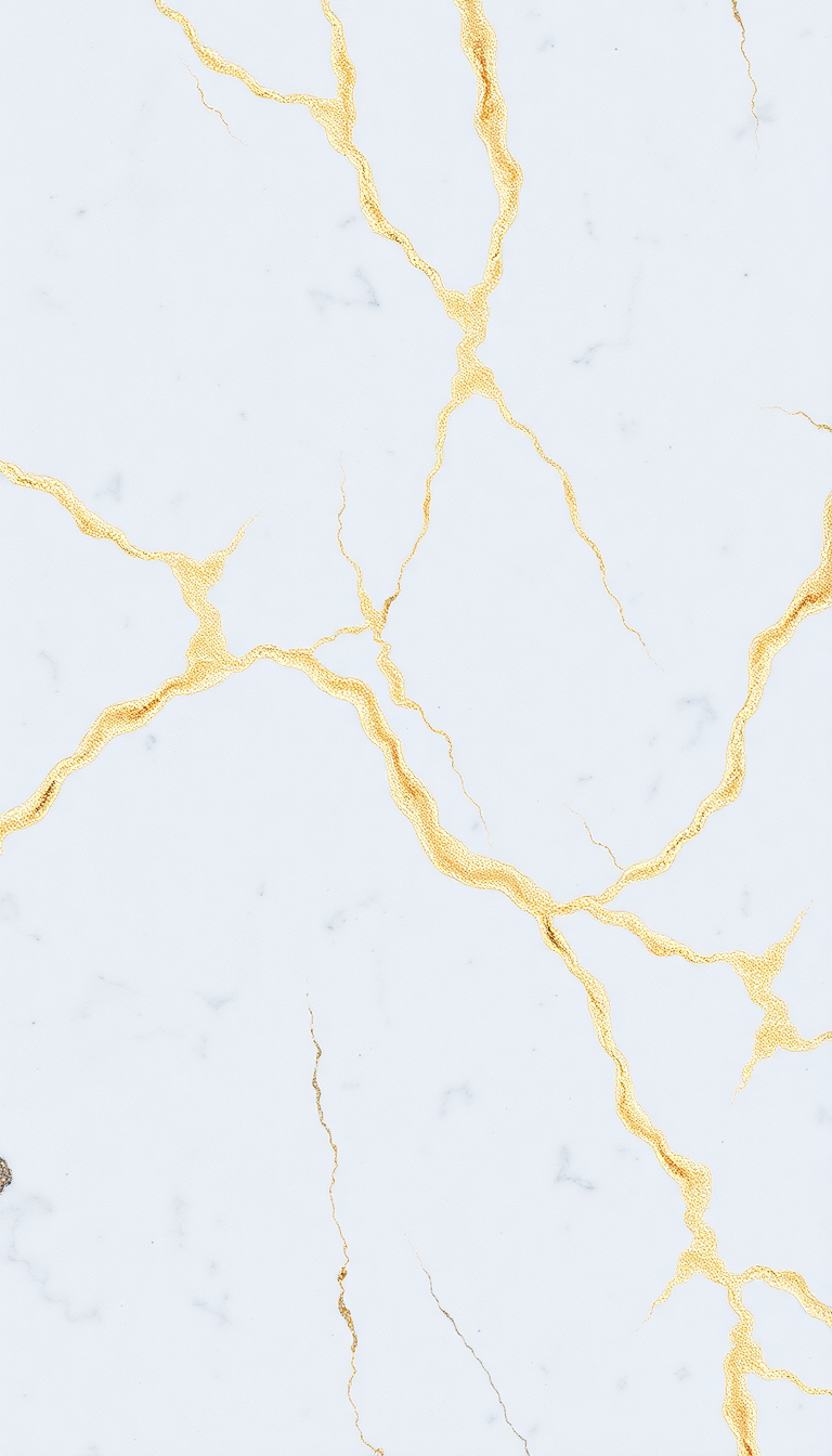 Marble Texture White Gold Veins Photorealistic Wallpaper