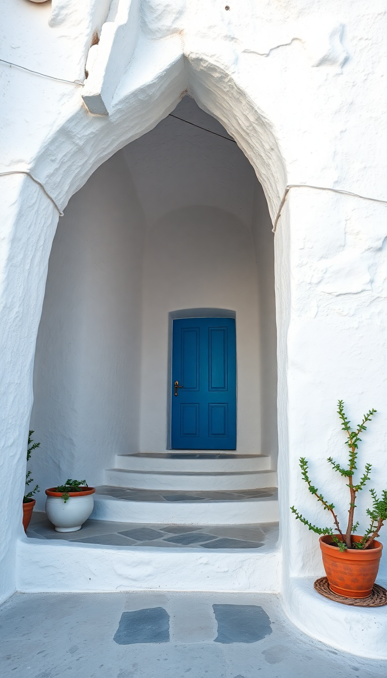 Cave House Santorini White Walls Photorealistic Wallpaper