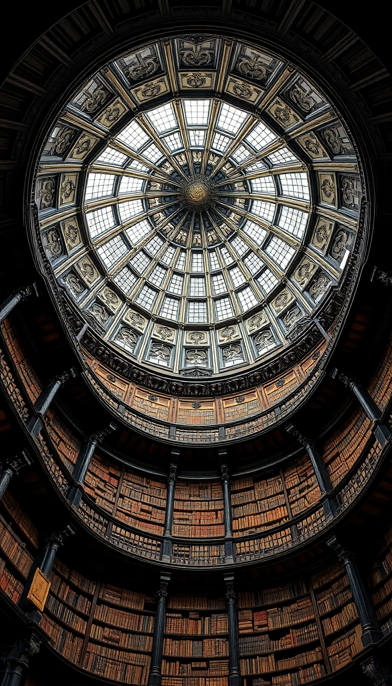 Library Spiral Dome Ceiling Old Photorealistic Wallpaper