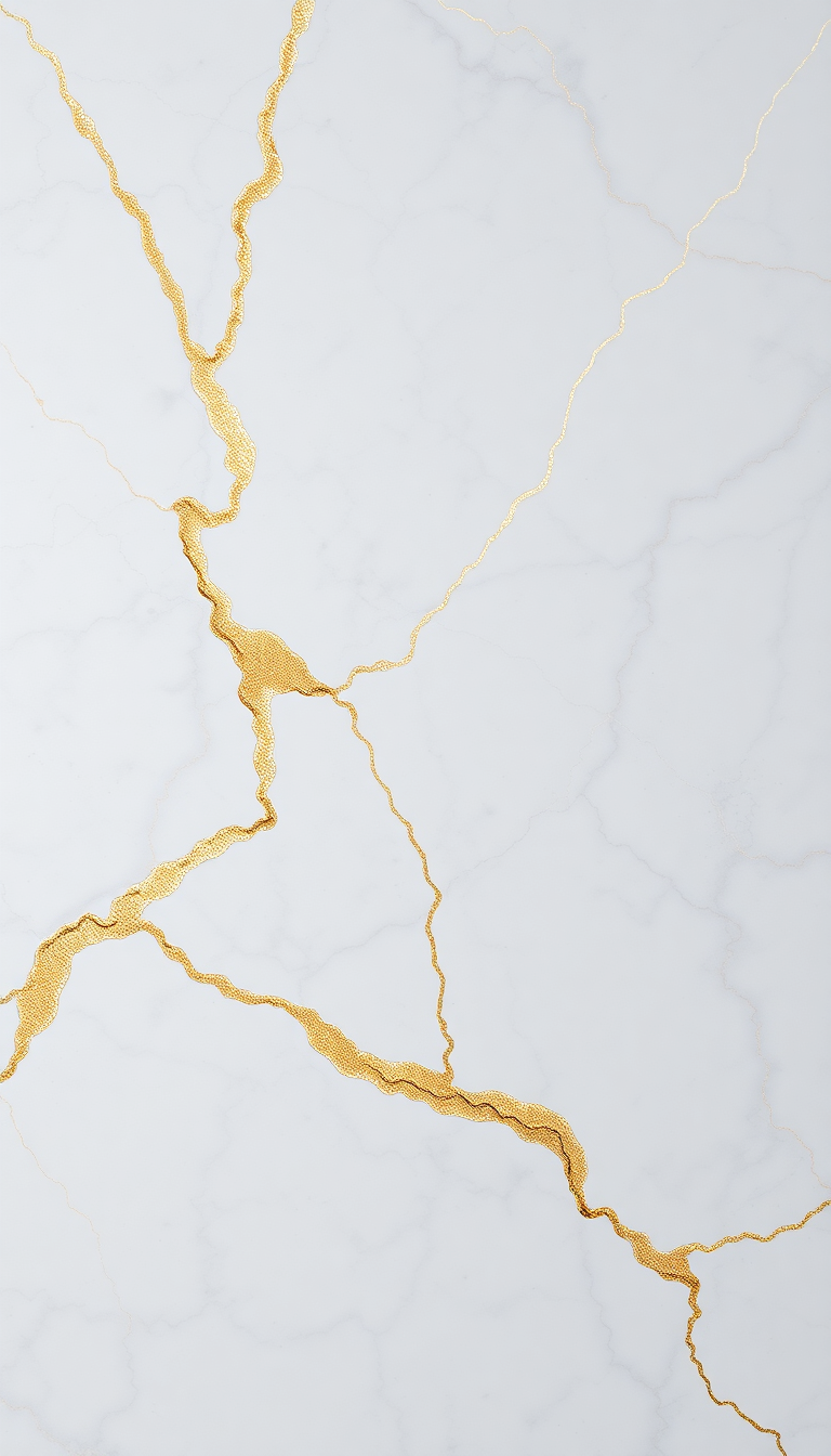 Marble Texture White Gold Veins Photorealistic Wallpaper