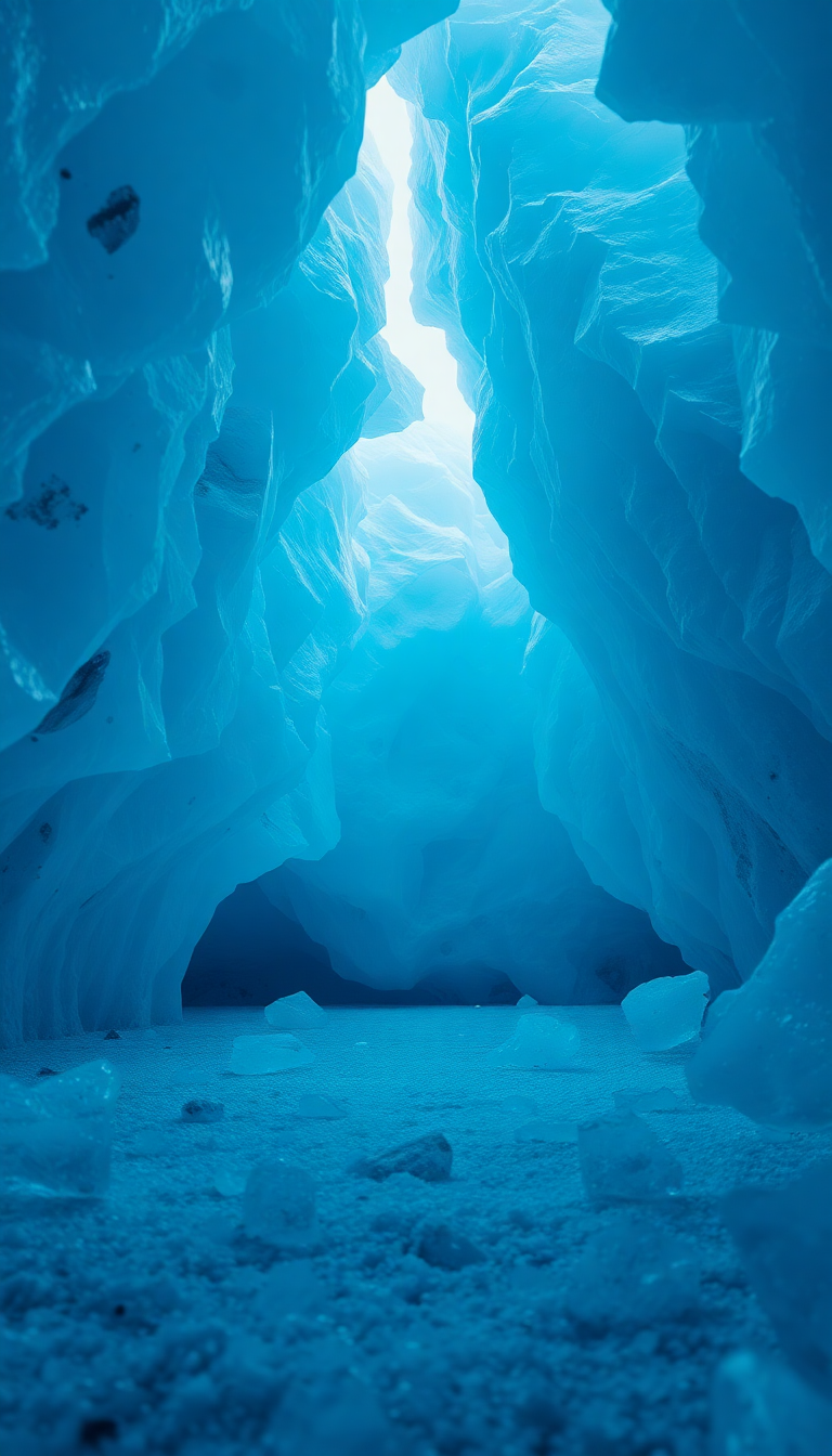 Glacial Ice Cave Blue Crystal Photorealistic Wallpaper