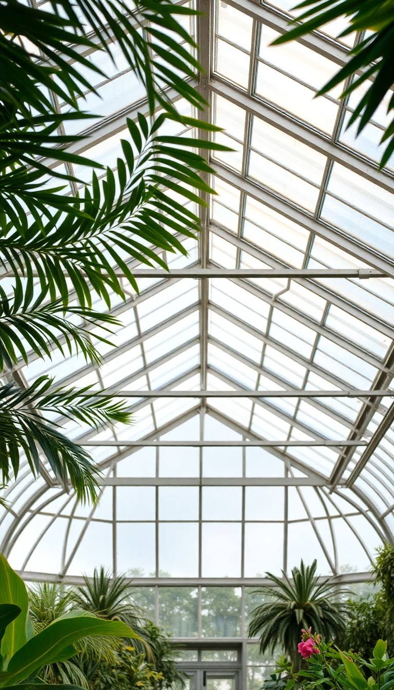 Greenhouse Interior Botanical Garden Glass Photorealistic Wallpaper
