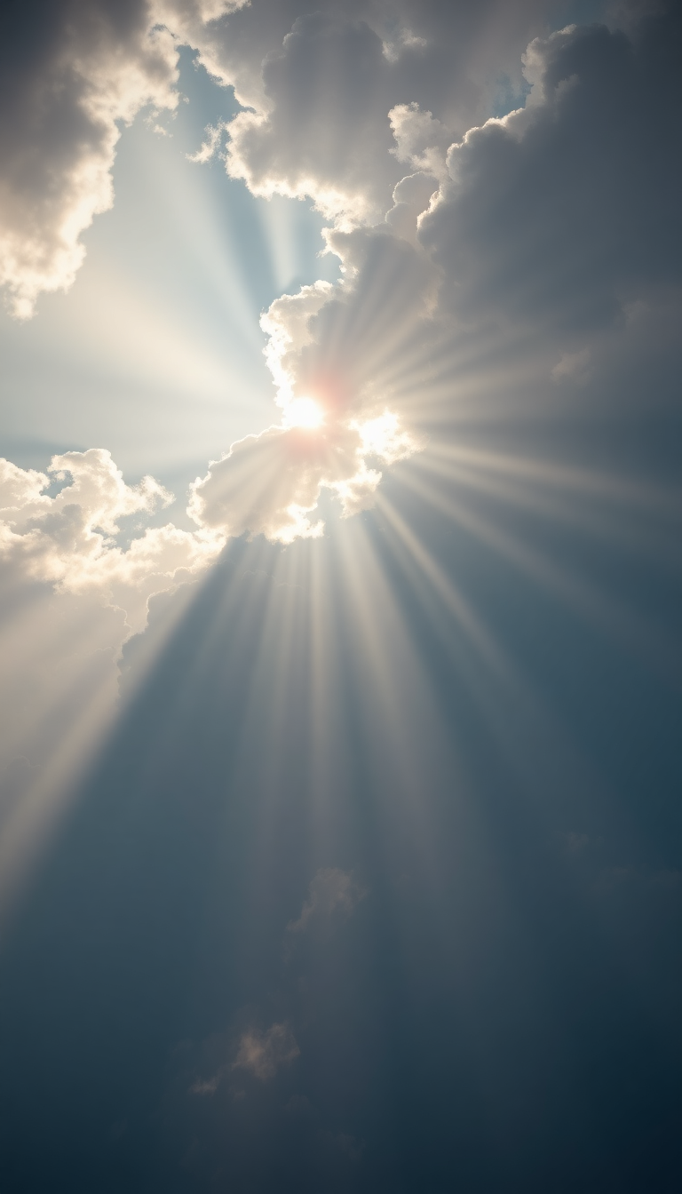 Sun Rays Through Storm Clouds Photorealistic Wallpaper