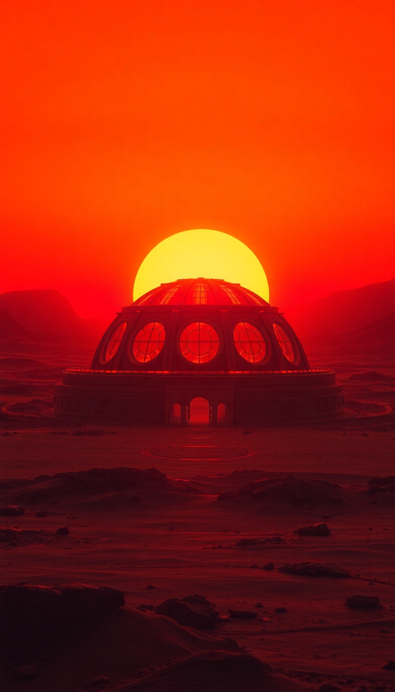 Mars Colony Dome At Sunset Digital art Wallpaper