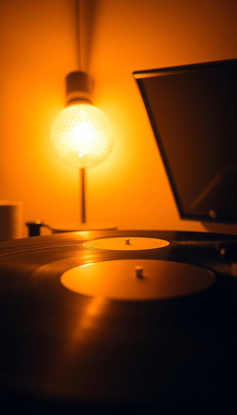 Vinyl Record Player Warm Lighting Photorealistic Wallpaper