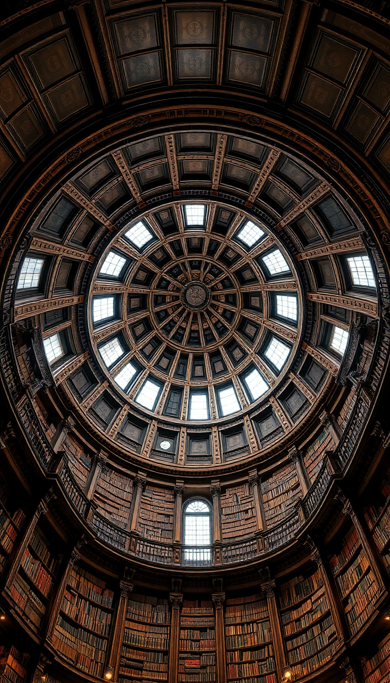 Library Spiral Dome Ceiling Old Photorealistic Wallpaper